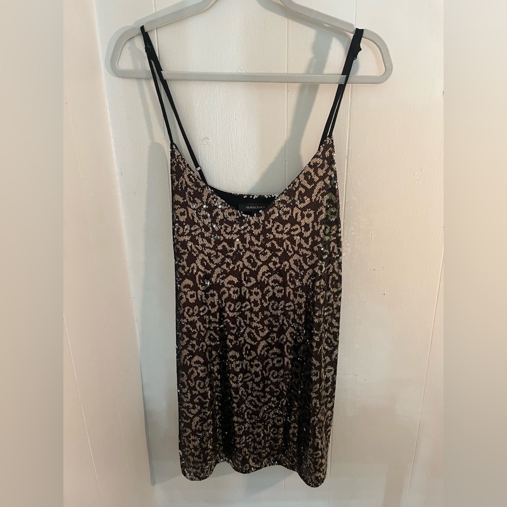 Black and gold sequin cheetah dress